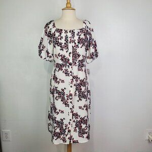 Ophelia Roe Feminine Button Front Midi Dress NEW NWT Size L